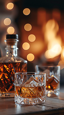 JPG 편집이미지 잔 사람없음 갈색 얼음 병 디지털합성 보케 양주 위스키 편집실사 AI포토 AI콘텐츠 자연요소 식기 컬러 주류 CG 파일형식
