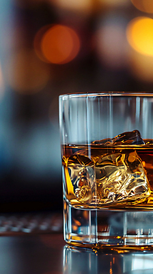 JPG 편집이미지 잔 사람없음 갈색 얼음 디지털합성 보케 양주 위스키 편집실사 AI포토 AI콘텐츠 자연요소 식기 컬러 주류 CG 파일형식