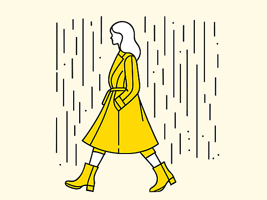 전신 여자 일러스트 장화 한명 성인 노란색 걷기 비 라인아트 외출 주머니손 우비 성인여자한명만 국내일러스트 AI파일 자연요소 1 옷 선 컬러 신발 모션 날씨 사람 여자한명만 성인여자만 파일형식 벡터