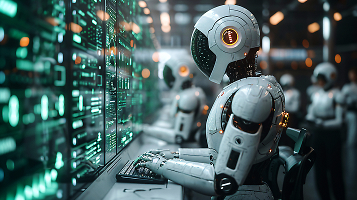 JPG 편집이미지 사람없음 사무실 타이핑 업무 스마트 로봇 산업화 자동화 휴머노이드 AI_인공지능 이미지편집 편집실사 AI컴퓨터그래픽 AI콘텐츠 컨셉 비즈니스 작업 CG 파일형식