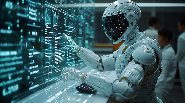 JPG 편집이미지 사람없음 사무실 스크린 터치 업무 스마트 로봇 산업화 자동화 휴머노이드 AI_인공지능 이미지편집 편집실사 AI컴퓨터그래픽 AI콘텐츠 컨셉 비즈니스 작업 CG 파일형식