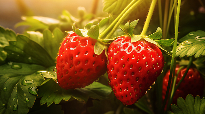 JPG 편집이미지 잎 과일 딸기 사람없음 빨간색 농작물 농장 물방울 달콤 편집실사 AI포토 AI콘텐츠 식물 컬러 농업 맛 CG 파일형식