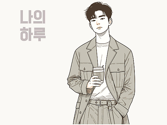 응시 남자 커피 일러스트 한명 들기 상반신 성인 청춘 주머니손 테이크아웃컵 성인남자한명만 국내일러스트 AI파일 1 시선 음료 컨셉 모션 사람 컵 남자한명만 성인남자만 파일형식 벡터