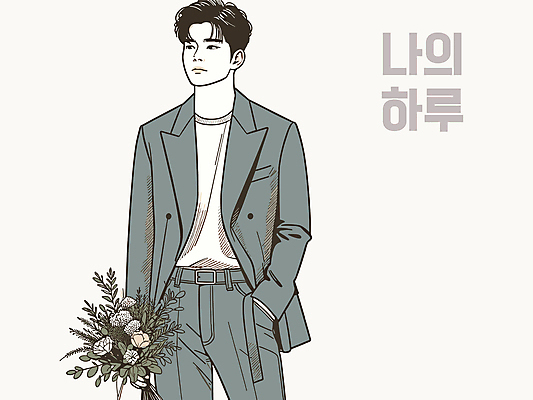 남자 꽃다발 일러스트 선물 한명 서기 이벤트 상반신 성인 청춘 주머니손 성인남자한명만 국내일러스트 AI파일 1 꽃 컨셉 모션 사람 남자한명만 성인남자만 파일형식 벡터
