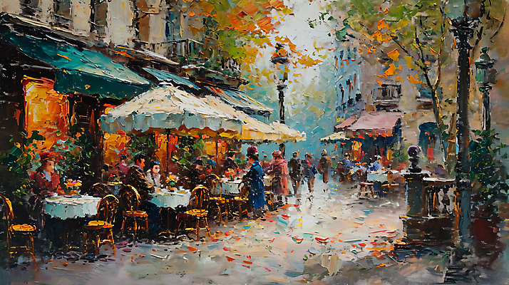 JPG 나무 편집이미지 유럽 여유 가로등 거리 풍경 여러명 상점 분위기 유화 이미지편집 편집실사 식물 공공시설 감정 나라 다수 컨셉 미술 사람 CG 파일형식