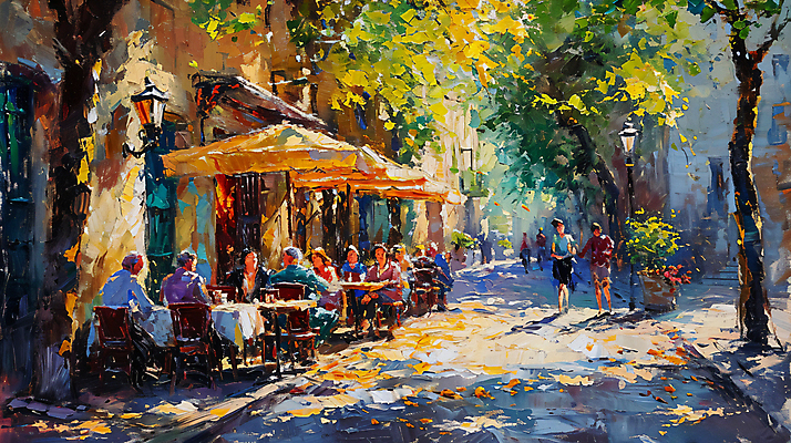 JPG 나무 편집이미지 유럽 여유 아침 전등 거리 풍경 여러명 상점 분위기 유화 이미지편집 편집실사 주간 식물 감정 나라 다수 컨셉 조명 미술 사람 CG 파일형식