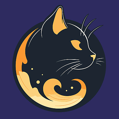 한마리 파도 일러스트 사람없음 고양이 남색 심볼 국내일러스트 AI파일 1 바다 컬러 포유류 반려동물 파일형식 벡터