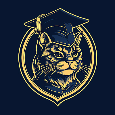 한마리 일러스트 학사모 사람없음 고양이 남색 심볼 국내일러스트 AI파일 모자_잡화 1 컬러 졸업 포유류 반려동물 파일형식 벡터
