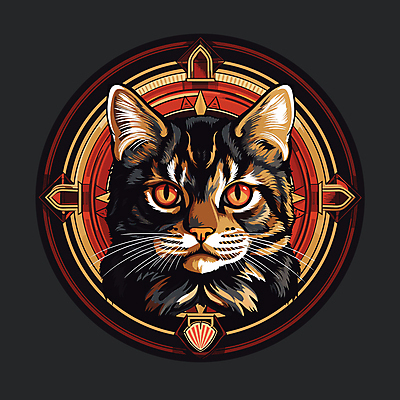 한마리 일러스트 사람없음 빨간색 고양이 심볼 국내일러스트 AI파일 1 컬러 포유류 반려동물 파일형식 벡터