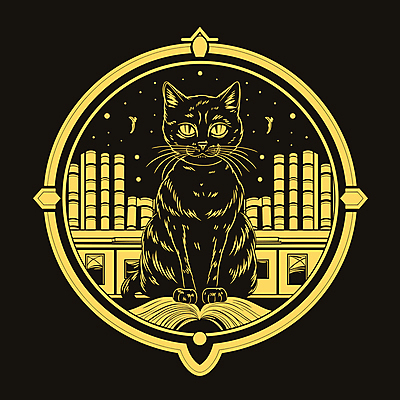 한마리 일러스트 사람없음 책 반짝임 검은색 고양이 심볼 국내일러스트 AI파일 1 컬러 포유류 모션 반려동물 파일형식 벡터