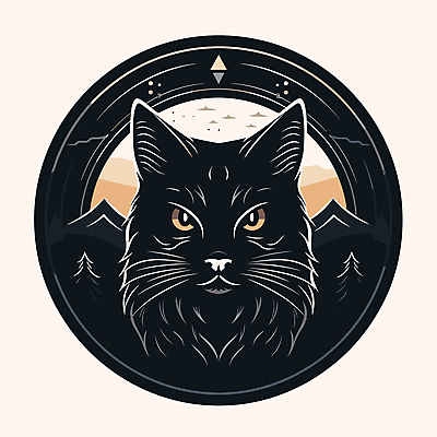 나무 한마리 일러스트 산 사람없음 검은색 고양이 심볼 국내일러스트 AI파일 식물 1 컬러 포유류 반려동물 파일형식 벡터