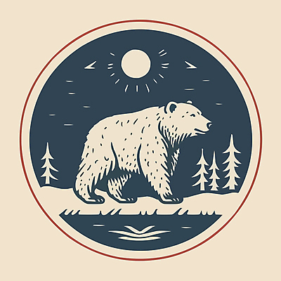 나무 일러스트 곰 사람없음 태양 원형 남색 심볼 베이지색 국내일러스트 AI파일 자연요소 도형 식물 동물 컬러 포유류 파일형식 벡터