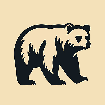 일러스트 곰 사람없음 검은색 심볼 라인아트 베이지색 국내일러스트 AI파일 동물 선 컬러 포유류 파일형식 벡터