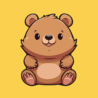 일러스트 곰 사람없음 갈색 노란색 귀여움 심볼 국내일러스트 AI파일 동물 컬러 컨셉 포유류 파일형식 벡터