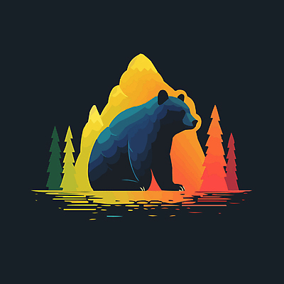 나무 일러스트 곰 사람없음 컬러풀 심볼 국내일러스트 AI파일 식물 동물 컬러 포유류 파일형식 벡터