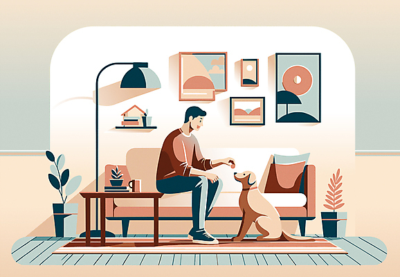 전신 한마리 교육 남자 화분 반려견 화초 가구 액자 쿠션 거실 일러스트 휴식 전등 한명 앉기 성인 취미 라이프 인테리어 소파 주황색 카펫 개 강아지 감성 자취 성인남자한명만 국내일러스트 AI파일 식물 1 디자인 컬러 생활용품 컨셉 의자 포유류 모션 조명 사람 생활 반려동물 남자한명만 성인남자만 파일형식 벡터