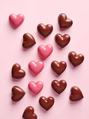 JPG 편집이미지 분홍색 발렌타인데이 사랑 사람없음 3D 귀여움 초콜릿 하트 달콤 입체 디지털합성 연애 편집3D AI포토 AI콘텐츠 모양 감정 컬러 컨셉 데이이벤트 디저트 맛 파일형식