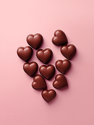 JPG 편집이미지 분홍색 발렌타인데이 사랑 사람없음 3D 귀여움 초콜릿 하트 달콤 입체 디지털합성 연애 편집3D AI포토 AI콘텐츠 모양 감정 컬러 컨셉 데이이벤트 디저트 맛 파일형식