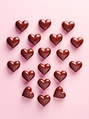 JPG 편집이미지 분홍색 발렌타인데이 사랑 사람없음 3D 귀여움 초콜릿 하트 달콤 배열 입체 디지털합성 연애 편집3D AI포토 AI콘텐츠 모양 감정 컬러 컨셉 데이이벤트 디저트 맛 파일형식