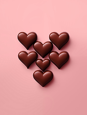 JPG 편집이미지 분홍색 발렌타인데이 사랑 사람없음 3D 귀여움 초콜릿 하트 달콤 입체 디지털합성 연애 편집3D AI포토 AI콘텐츠 모양 감정 컬러 컨셉 데이이벤트 디저트 맛 파일형식