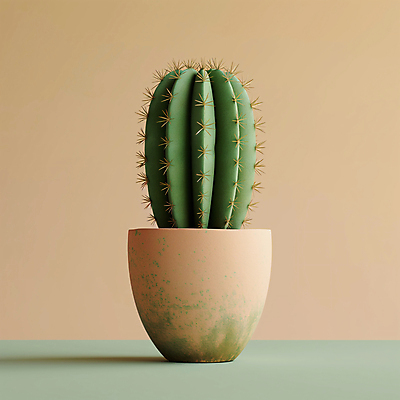 JPG 편집이미지 화분 선인장 사람없음 가시 디지털합성 베이지색 편집소스 미니멀 편집실사 AI포토 AI콘텐츠 식물 컬러 CG 파일형식