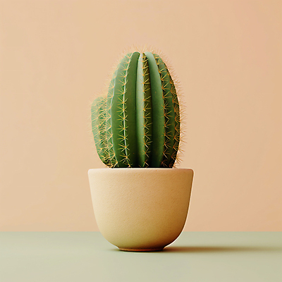 JPG 편집이미지 화분 선인장 사람없음 가시 디지털합성 베이지색 편집소스 미니멀 편집실사 AI포토 AI콘텐츠 식물 컬러 CG 파일형식