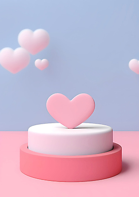 JPG 편집이미지 분홍색 화이트데이 발렌타인데이 사랑 사람없음 3D 로맨틱 하트 입체 디지털합성 단상 포디움 편집3D AI컴퓨터그래픽 AI콘텐츠 모양 감정 컬러 컨셉 데이이벤트 무대 파일형식