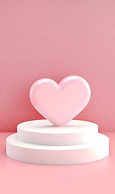 JPG 편집이미지 분홍색 화이트데이 발렌타인데이 사랑 사람없음 3D 로맨틱 하트 입체 디지털합성 단상 포디움 편집3D AI컴퓨터그래픽 AI콘텐츠 모양 감정 컬러 컨셉 데이이벤트 무대 파일형식