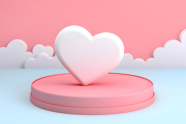 JPG 편집이미지 분홍색 화이트데이 발렌타인데이 사랑 사람없음 3D 로맨틱 하트 입체 디지털합성 단상 포디움 편집3D AI컴퓨터그래픽 AI콘텐츠 모양 감정 컬러 컨셉 데이이벤트 무대 파일형식