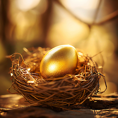 JPG 편집이미지 사람없음 한개 금색 행운 황금 둥지 디지털합성 부활절계란 황금알 보물 편집소스 편집실사 AI포토 AI콘텐츠 1 컬러 컨셉 부활절 계란 알 CG 파일형식