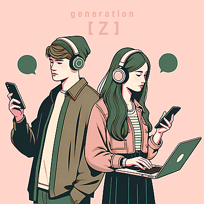 PSD 여자 남자 말풍선 일러스트 모바일 기술 들기 상반신 청년 성인 두명 노트북 스마트폰 디지털 멀티태스크 청년만 성인만 Z세대 MZ세대 국내일러스트 모션 사람 전자제품 핸드폰 스마트기기 세대 파일형식