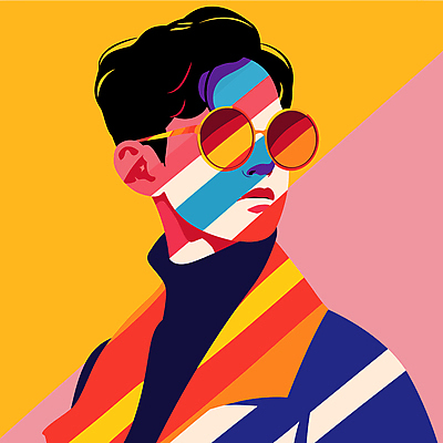 패션 남자 일러스트 한명 상반신 성인 컬러풀 선글라스 모던 스타일 성인남자한명만 MZ세대 Y2K 국내일러스트 AI파일 1 안경 컬러 컨셉 사람 세대 남자한명만 성인남자만 파일형식 벡터