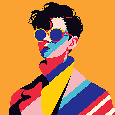 패션 남자 일러스트 한명 상반신 성인 컬러풀 선글라스 모던 스타일 성인남자한명만 MZ세대 Y2K 국내일러스트 AI파일 1 안경 컬러 컨셉 사람 세대 남자한명만 성인남자만 파일형식 벡터