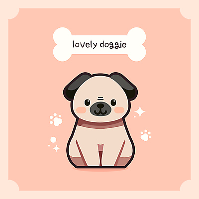 한마리 일러스트 뼈 앉기 사람없음 반짝임 귀여움 강아지 개캐릭터 개발바닥 개뼈다귀 퍼그 국내일러스트 AI파일 1 동물캐릭터 컨셉 모션 반려동물 개 발바닥 애견간식 파일형식 벡터