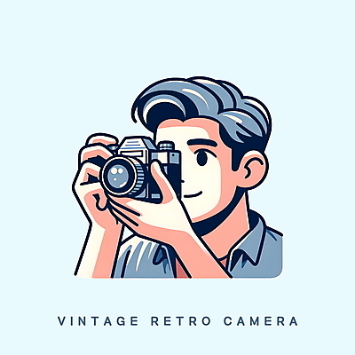 PSD 남자 일러스트 한명 미소 들기 사람 상반신 성인 취미 카메라 사진촬영 촬영 복고 필름카메라 성인남자한명만 MZ세대 디토소비 국내일러스트 1 모션 표정 전자제품 신조어 세대 남자한명만 성인남자만 파일형식 2024트렌드