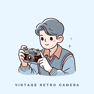 PSD 남자 일러스트 한명 미소 들기 사람 상반신 성인 취미 카메라 사진촬영 촬영 복고 필름카메라 성인남자한명만 MZ세대 디토소비 국내일러스트 1 모션 표정 전자제품 신조어 세대 남자한명만 성인남자만 파일형식 2024트렌드