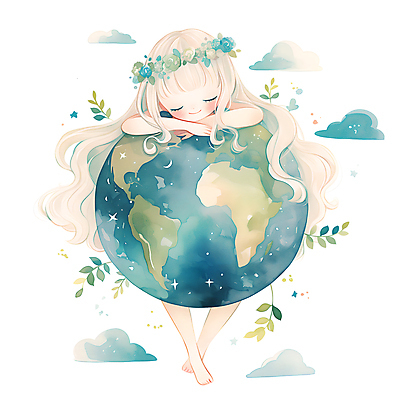 JPG 지구 일러스트 수채화 사람없음 자연보호 환경 눈감음 잠 보호 디지털합성 에코 포용 편집소스 국내일러스트 AI일러스트 AI콘텐츠 컨셉 모션 자연 파일형식