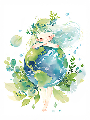 JPG 여자 지구 어린이 일러스트 수채화 한명 소녀 자연보호 환경 눈감음 잠 보호 디지털합성 에코 소녀한명만 편집소스 국내일러스트 AI일러스트 AI콘텐츠 1 컨셉 모션 자연 사람 여자한명만 소녀만 파일형식