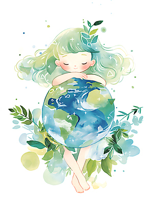 JPG 여자 지구 어린이 일러스트 수채화 한명 소녀 자연보호 환경 눈감음 잠 보호 디지털합성 에코 보유 소녀한명만 편집소스 국내일러스트 AI일러스트 AI콘텐츠 1 컨셉 모션 자연 사람 여자한명만 소녀만 파일형식