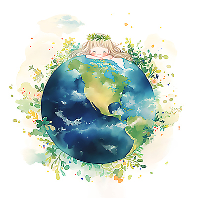 JPG 여자 지구 어린이 일러스트 수채화 한명 소녀 평화 자연보호 환경 눈감음 잠 수면 보호 디지털합성 에코 소녀한명만 편집소스 국내일러스트 AI일러스트 AI콘텐츠 1 컨셉 모션 자연 사람 물 여자한명만 소녀만 파일형식