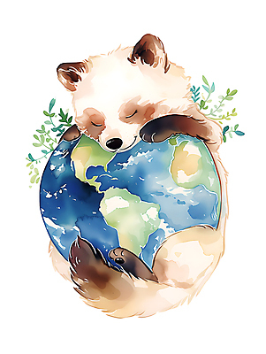 JPG 한마리 지구 야생동물 일러스트 수채화 사람없음 자연보호 환경 눈감음 잠 보호 디지털합성 에코 여우 편집소스 국내일러스트 AI일러스트 AI콘텐츠 동물 1 컨셉 포유류 모션 자연 파일형식