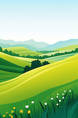JPG 꽃 백그라운드 일러스트 자연 하늘 산 풍경 초원 사람없음 봄 동산 국내일러스트 AI일러스트 AI콘텐츠 식물 계절 생태계 파일형식