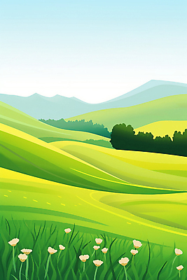 JPG 꽃 백그라운드 일러스트 자연 하늘 산 풍경 초원 사람없음 봄 동산 국내일러스트 AI일러스트 AI콘텐츠 식물 계절 생태계 파일형식