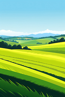 JPG 백그라운드 일러스트 자연 하늘 산 풍경 초원 사람없음 봄 동산 국내일러스트 AI일러스트 AI콘텐츠 계절 생태계 파일형식
