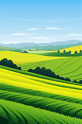 JPG 백그라운드 일러스트 자연 하늘 산 풍경 초원 사람없음 봄 동산 국내일러스트 AI일러스트 AI콘텐츠 계절 생태계 파일형식