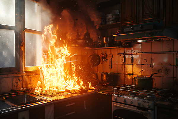 JPG 편집이미지 창문 불 불꽃 아파트 사람없음 주방 긴급 연기 가스레인지 냄비 디지털합성 싱크대 화재 조심 편집실사 AI포토 AI콘텐츠 자연요소 주택 가전제품 레인지 솥 사건 CG 개수대 파일형식