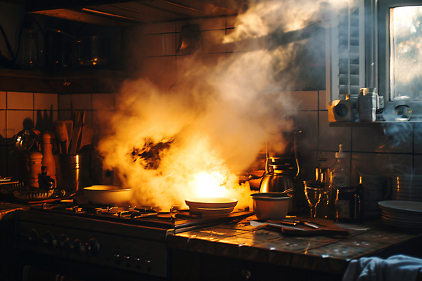 JPG 편집이미지 그릇 불 불꽃 아파트 사람없음 주방 긴급 연기 가스레인지 냄비 디지털합성 화재 조심 편집실사 AI포토 AI콘텐츠 자연요소 식기 주택 가전제품 레인지 솥 사건 CG 파일형식