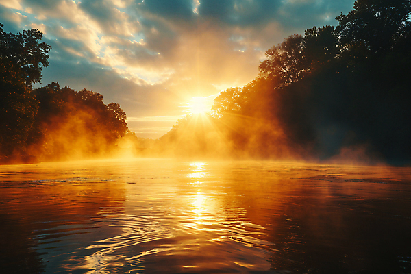 JPG 나무 구름 편집이미지 자연 하늘 아침 풍경 사람없음 태양 반사 일출 새벽 안개 수면 강가 디지털합성 시작 풀숲 편집실사 AI포토 AI콘텐츠 주간 자연요소 식물 날씨 물 강 노을 숲 CG 생태계 파일형식
