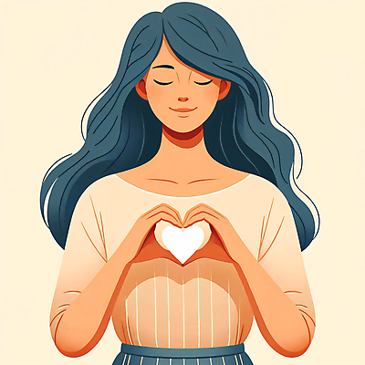 JPG 여자 행복 감정 일러스트 사랑 한명 상반신 성인 눈감음 하트 마음 편안함 손하트 자아 성인여자한명만 자존감 마음건강 국내일러스트 AI일러스트 AI콘텐츠 모양 1 모션 사람 손짓 감각 여자한명만 성인여자만 파일형식