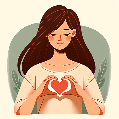 JPG 여자 행복 감정 일러스트 사랑 한명 상반신 성인 하트 마음 편안함 손하트 자아 성인여자한명만 자존감 마음건강 국내일러스트 AI일러스트 AI콘텐츠 모양 1 사람 손짓 감각 여자한명만 성인여자만 파일형식